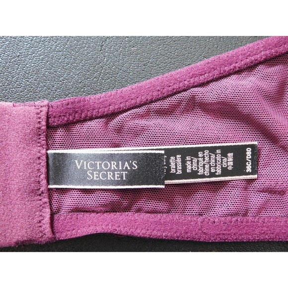 Victoria's Secret Bralette Purple Lace Bra Underwire Sheer Front Halter Size 36C - Picture 8 of 14